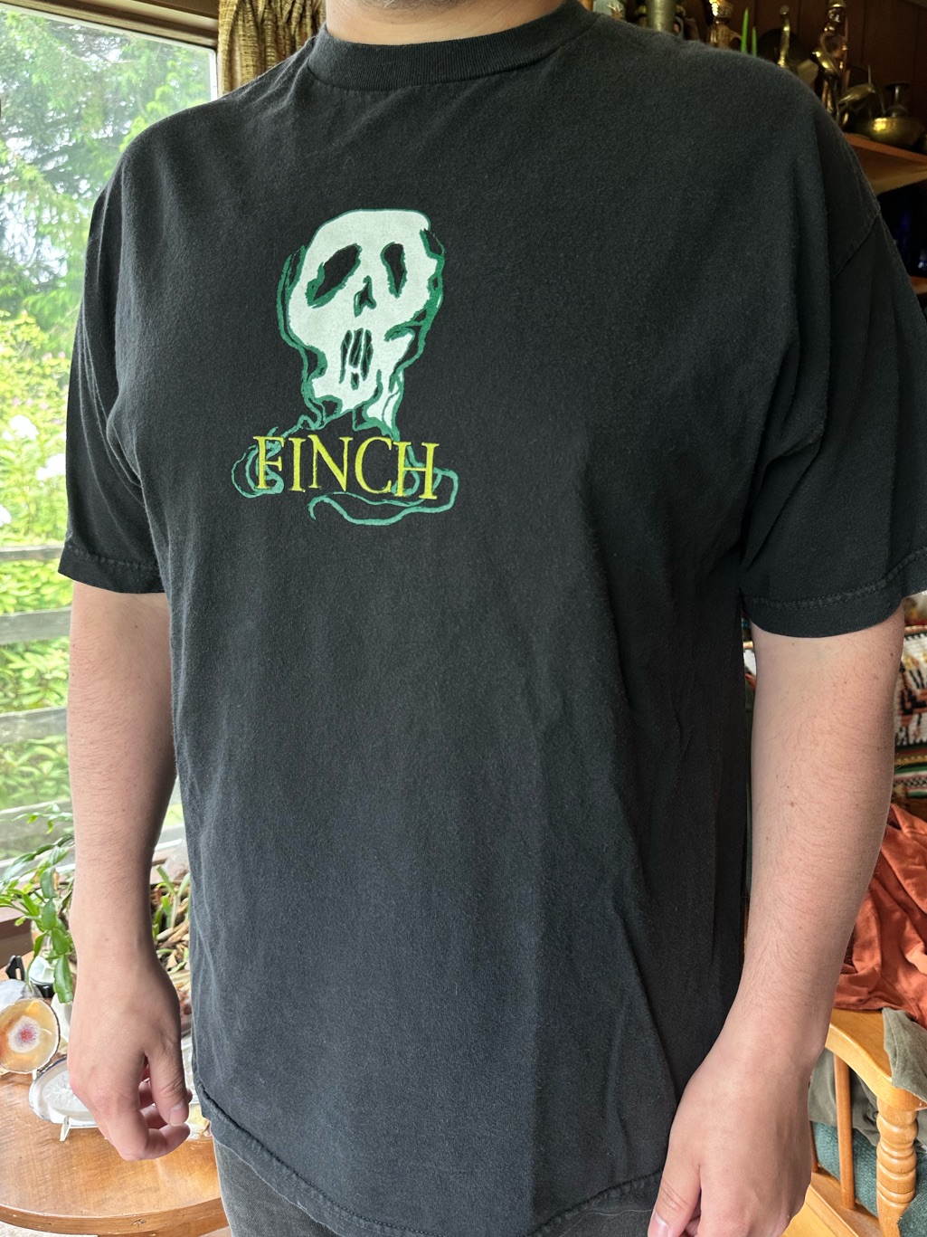 Vintage 2000s Finch Ghost Skull Emo Band Tee
